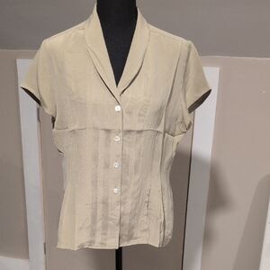Jones New York Beige Button-Down Shirt